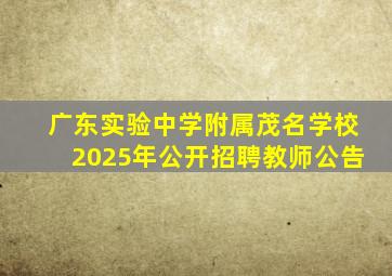 广东实验中学附属茂名学校2025年公开招聘教师公告