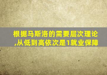 根据马斯洛的需要层次理论,从低到高依次是1就业保障